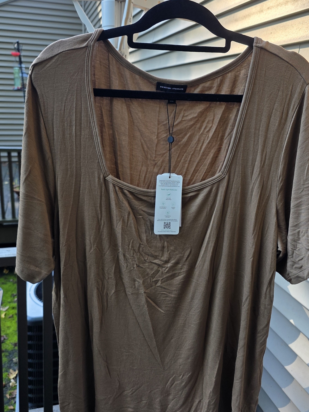 Universal Standard XL (26-28) Brown Square Neck Short Sleeve Foundayion Top